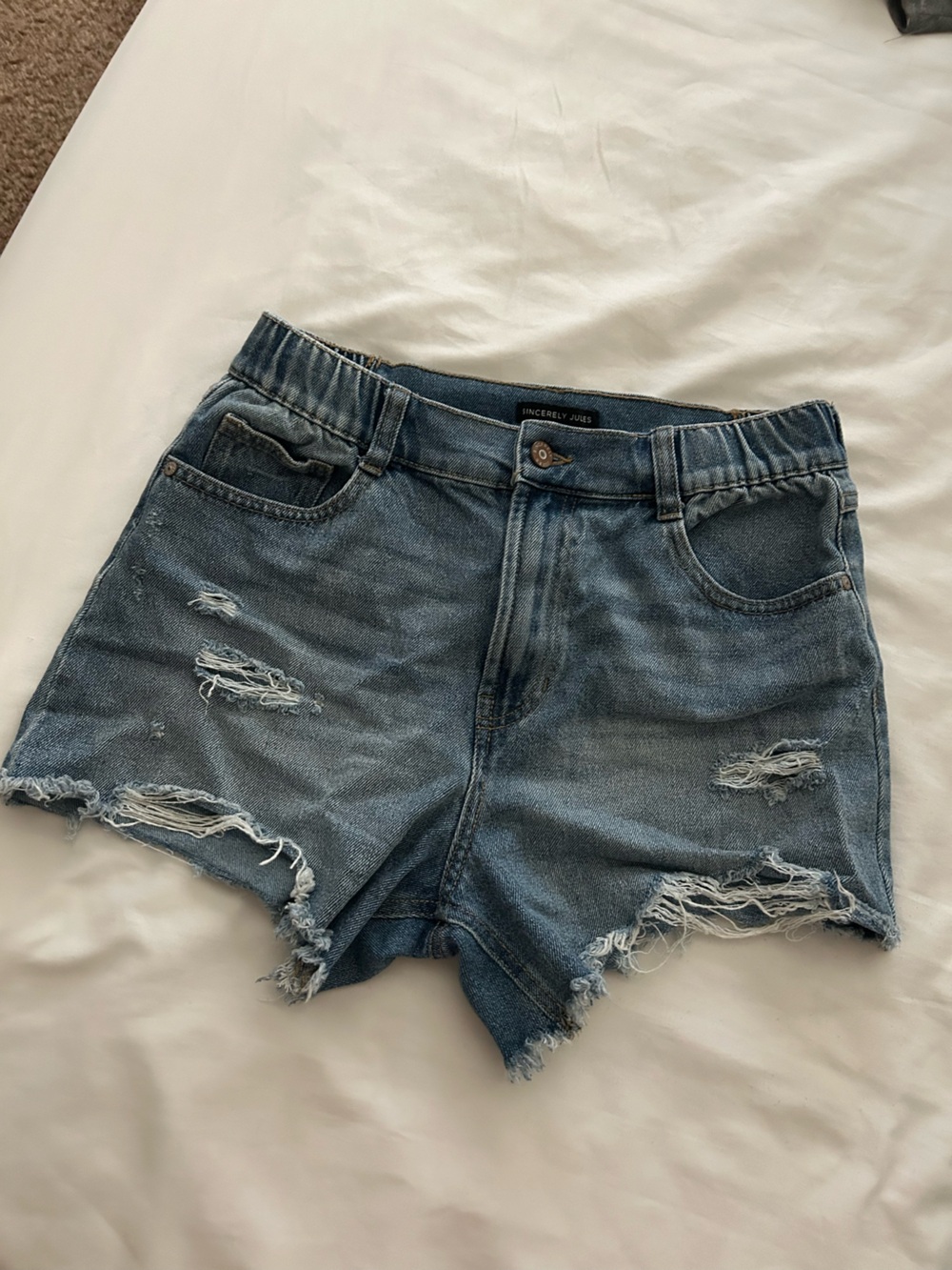 Sincerely Jules Distressed Denim Jean Shorts - Blue
